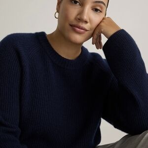 Quince Mongolian Cashmere Fisherman Crewneck Sweater: True Navy